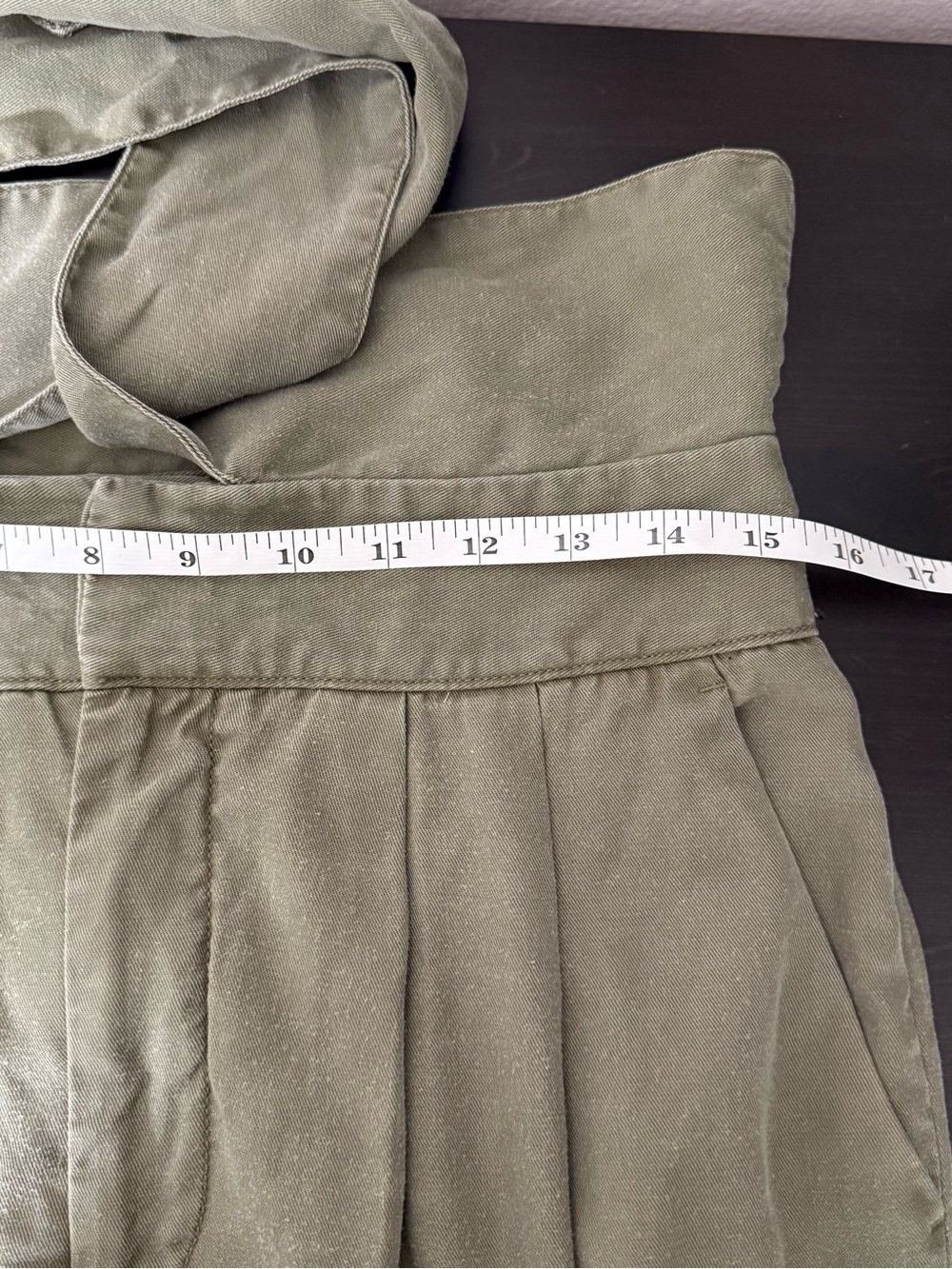 Cartonnier Anthropologie Paperbag Pants Sz 8 Olive Green Cropped Tie Waist 90s - Picture 13 of 15
